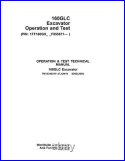 John Deere TM13345X19 160GLC excavator operation & test technical manual
