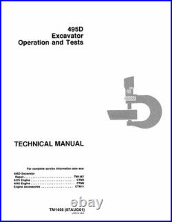 John Deere TM1456 495D excavator operation and test technical manual