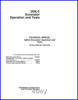 John Deere TM1663 200LC excavator operation & test technical manual