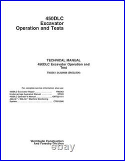 John Deere TM2361 450DLC excavator operation and test technical manual