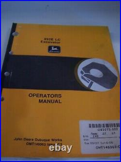 John Deere Technical Operators Manual Parts Catalog 892e LC Excavator 3 Books