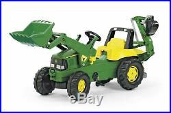 Licensed Rolly Junior John Deere Tractor with Frontloader & Rear Excavator
