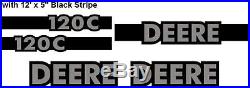 New John Deere 120C Excavator Decal Set with 12' x 5 Black Stripe JD Decals