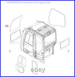 YA00018907 Front Upper Glass JD John Deere Hitachi Mini Excavator